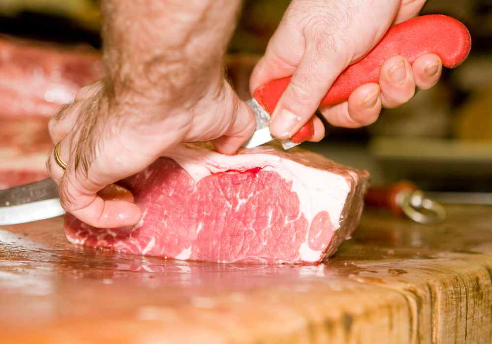 cutting raw meat with non serrated knife