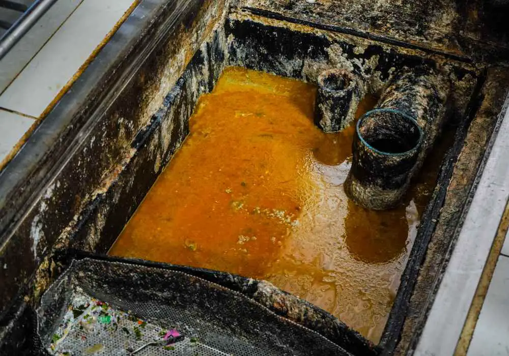 restaurant grease trap opened for cleaning